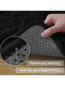 New Plush Soft Fuzzy Mat With Thick Pile, Modern Luxury Floor Mat For Living Room, Bedroom, Playroom - Machine Washable Blend, Fluffy Shag Mat For Indoor Use, Rectangular Design, Durable & Easy Maintenance, Stylish Addition To Any Space, Big Mat For Living Room, Extra Large Rugs For Living Room Cozy Home Decor Gift For Men & Women, CA - màu đen - Xem 5