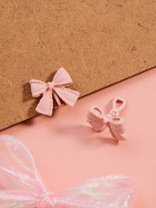 1 par de pinzas para orejas con lazo elegante para mujeres, pinzas para orejas con lazo único, accesorios para orejas con lazo rosa sin perforación - Estilo 3 - Ver 1