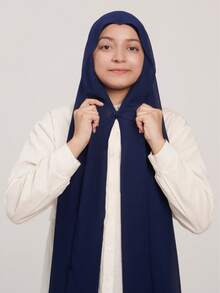 1 pieza Hiyab instantáneo con broche magnético, diseño 3 en 1 con pañuelo de gasa, gorro interior de punto jersey y pañuelo para la cabeza. Material de gasa suave y sedoso, amigable con la piel y transpirable. Adecuado para uso diario de abaya, festivales, oraciones y peregrinaciones - Pañuelo para la cabeza 3 en 1 - Ver 11