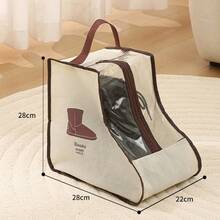 1pc Fabric Shoe Storage Bag With Handle, Portable Foldable Hanging Shoe Dust Cover Bag, Waterproof And Moisture-Proof, Suitable For Men And Women, Home And Travel Shoe Storage - Multicolor - View 2