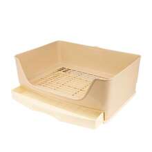 Caja de arena extra grande para conejos, caja de arena para mascotas de estilo cajón de plástico con agujero de drenaje, caja de arena a prueba de salpicaduras para gatos, diseño fácil de limpiar - Inodoro de cuatro esquinas estilo cajón - Ver 6