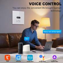 Interruptor de luz inteligente estándar de la UE, compatible con WiFi y control de gestos - Sensor infrarrojo sin contacto, control remoto por voz y aplicación, compatible con Alexa y Tuya Smart, funciones de temporización y agrupación, panel de vidrio templado, adecuado para el hogar, hotel y baño - 101KWL - Ver 7