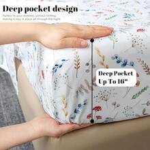 Bedlifes - Juego de sábanas tamaño Queen ultrasuaves transpirables sedosas con bolsillo profundo 100 % microfibra 4 piezas tamaño queen floral primavera - Florprimaveral - Ver 5