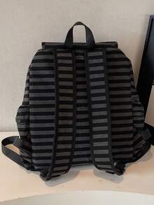 1pc Minimalist Large Capacity Multi-Pocket Striped Backpack - Multicolor - View 7