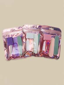 6件套美甲修脚套装，包括迷你指甲锉、双面指甲锉、木质角质层推棒、指甲清洁工具、指甲棒、美甲笔和DIY美甲配件 - 彩色 - 查看 2