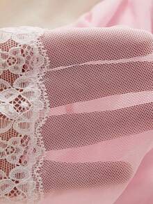 Áo ngủ nữ ngày Valentine, đồ ngủ màu hồng, cổ chữ V lãng mạn, nội y cô dâu, trang trí nơ, lưng xuyên thấu, hẹn hò lãng mạn, váy lãng mạn và gợi cảm. - Hồng - Xem 11