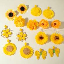 European And American Cross-Border Fresh Colorful Flower Earrings Sunflower Sweet Atmosphere Tulip Flower Earrings - 29625-橙色 - 查看 5