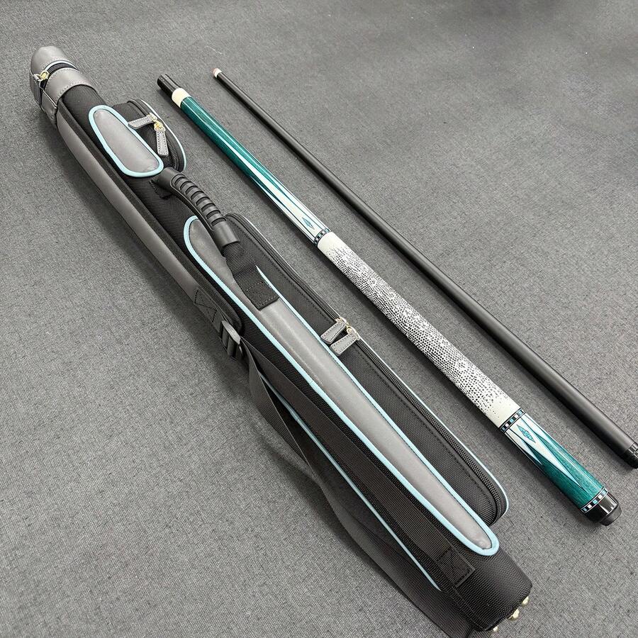Étui de queue de billard haut de gamme fait main en PVC - Ajustement universel pour les queues 1/2 pièce, résistant aux rayures et à l'abrasion, embout de 11,5 mm, sac de rangement portable de qualité professionnelle, idéal pour les passionnés de billard - Bleu lagon - Voir 1