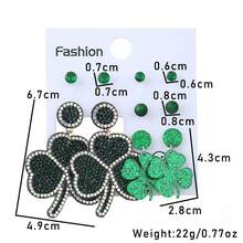 2PC European American Style Green Clover Earrings Women Fashion Bold Ear Jewelry For St. Patrick's Day Oktoberfest - 19# 5 đôi - Xem 13
