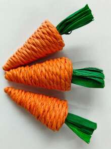 1个小型宠物兔子磨牙玩具，手工编织胡萝卜形状玩具，也适用于仓鼠、豚鼠、猫咪，趣味磨牙玩具 - 彩色 - 查看 6
