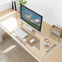 1pc Transparent Desk Pad, 23.6in*15.7in/39.37in*19.69in, Heat-Resistant Waterproof PVC Round Edge Durable Office Desk Protector Mat, Anti-Static Writing Pad - Clear - View 5