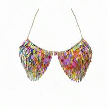 Women's Top With Angel Feather Wings, PVC (Polyvinyl Chloride), Backless, Knot Chain, Carnival, New Year's Eve, Sequins, Beach, Vacation, Summer - 彩虹 - 查看 1