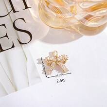 2/4/6pcs Copper-Plated Zirconia Bowknot Pendant, Vintage Hair Clip Earring Necklace Brooch DIY Jewelry Accessories Valentines - Multicolor - View 7