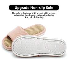 Women And Men House Fabric Slippers Indoor And Outdoor, Non-Slip Memory Foam Open-Toe Home Shoes, Soft Bottom Linen Unisex Washable Cotton Casual,13-14Women/11-12Men,NavyBlue - NavyBlue - View 5
