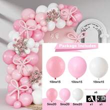 Juego de 113 piezas de arco de globos con temática de lazo rosa, incluye globos de látex rosa, blanco y largos. Perfecto para fiestas de cumpleaños, baby showers, bodas, despedidas de soltera y decoraciones de fiestas con temática de princesa. - Multicolor - Ver 7