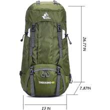 Bseash 60L Waterproof Hiking Camping Backpack With Rain Cover Large Outdoor Sport Travel Daypack Rucksack For Climbing - 軍綠色 - 查看 5