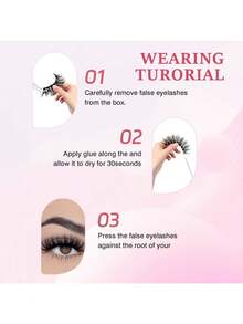 5D Thick False Eyelashes, Natural DD Curly & Fluffy Cat Eye Lashes, Faux Mink Lashes, Fluffy Cartoon Style Lashes, Makeup Tools - Black - View 5