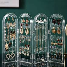 1pc 240 Hole Transparent Acrylic Earring Display Stand - Large Capacity Oval Jewelry Storage Box, Durable Plastic Material, Suitable For Independent Floor Models In Retail Stores, Boutique Stores, And Small Businesses, Selling Jewelry Display Towers - Multicolor - View 9