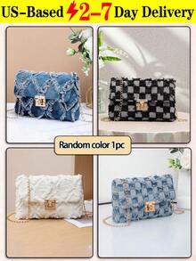 Spring 2026 Women's Tie Dye Denim Crossbody Bag -Inspired Quilted Chain Bag For Travel & Date,High Quality Spring Denim Shoulder Bag Unique Tie Dye Small Square Bag Perfect For Gift & Holiday,Shoulder Bag Ideal Gift For Her & Daily Use,Viral  Style Bag! Quilted Zebra Tie-Dye Denim Crossbody Bag For Women, Multiway Chain Strap Shoulder Purse | Y2K Must-Have,Unique Design Tie Dye Denim Underarm Bag High Quality Chain Shoulder Bag Versatile For Jeans & Dresses,Valentine's Day,[US Local Warehouse] - 彩色 - 查看 17