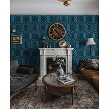 Safiyya Papel Tapiz Despegar y Pegar Dorado y Azul Papel de Pared Geométrico Papel de Contacto Texturizado Autoadhesivo Removible para Baño Rollo de Vinilo 118"x17.3" - Azuloscuroydorado - Ver 7