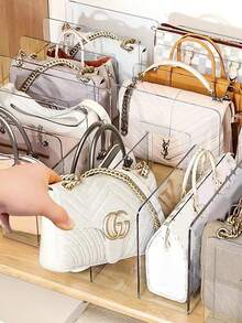 Separator de depozitare din plastic transparent acrilic cu trei/patru sloturi, separator pentru dulap, raft de depozitare pentru eșarfe și genți de mână, raft de organizare. Multifuncțional, versiune îmbunătățită, antiderapantă, instalare rapidă, design îngroșat, potrivit pentru utilizare în dormitoare, vestiare, camere de zi, dulapuri și băi. Păstrați curat și ordonat. Cadou pentru prietenă, colegi de clasă, prieteni. - clar - Vizualizare 3