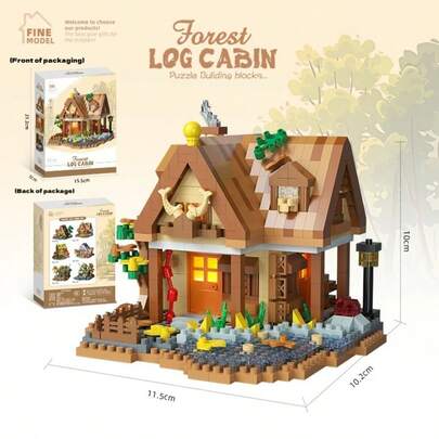 717/834/860pcs House Building Blocks - Forest Windmill Treehouse Building Blocks - Creative Handmade Street Scene House Toy - [DIY Assembly/Romantic Valentine's Gift/Forest Theme Gift/Family Interaction] Large Particle Assembling Model - Perfect Gift