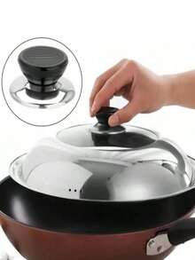 1个通用锅盖把手替换件，带耐热盖和玻璃盖，厨房炊具配件，斋月厨房用品，厨房小工具 - 彩色 - 查看 6