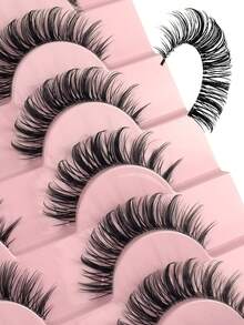 10 Pairs Of Natural Fluffy False Eyelashes Slim Soft Fluffy And Durable Naturally Extend The End Of The Eye Beautiful False Eyelashes Fashion Reusable Suitable For Daily Outings Commuting And Wearing On Campus