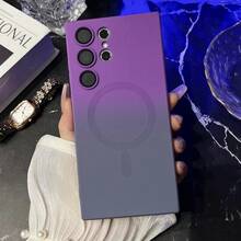 Magnetic Wireless Anti-Scratch Shockproof Camera Protection Gradient Phone Cover Case Compatible With Samsung Galaxy S26 Ultra S25 Ultra S24 Ultra A57 A37 A17 A56 A36 A26 S25 FE Galaxy Z Filp Series Compatible With IPhone Series - Purple Gray - View 9