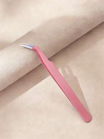 1pc Pink Powder Fake Eyelash Tweezers, Eyelash Tools, Eyelash Curler, Eyelash Extension Tweezers, Dolphin Feather Tweezers, High Precision Flower Tweezers