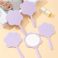 5pcs Cute Flower Handheld Mirrors, With Floral Handle And Surface - Portable Mini Makeup Mirror, Suitable For Students - Pink, Light Blue, Light Purple, Black, White - Travel-Friendly Compact Mirror, Ideal For On-The-Go,Giveaways,Travel,Cheap Stuff,Travel Essential - Multicolor - View 11
