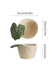 1pc Hand-Pinched Leaf Shaped Cup, Cute Hand-Grip Leaf Cup, Creative Leaf Design Cup, High-Aesthetic Afternoon Tea Cup, Exquisite Handmade Floral Latte Coffee Cup - Multicolor - View 4