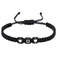 新款欧美跨境手工26字母手链，精致心形情侣手链，母亲节礼物，送给妈妈、朋友、爱人 - J2988黑色 - 查看 21