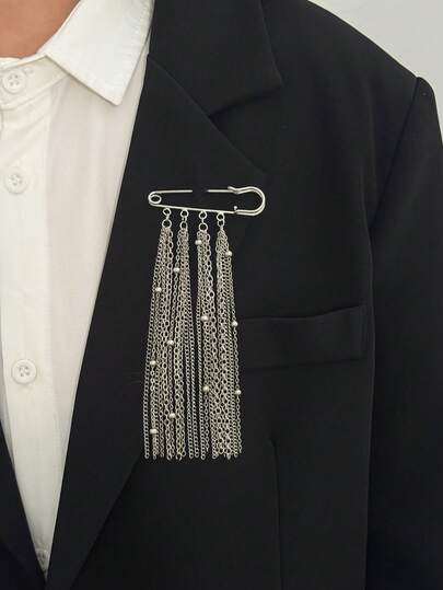 1 шт. повсякденний модний ланцюжок з китицями-брошкою/шпилькою для лацкану/затискачем, підходить для щоденного поєднання одягу, штанів, спідниць, сорочок, піджаків, аксесуарів для сумок, ювелірних виробів