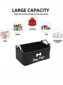 1 szt. Filcowy pojemnik na zabawki dla zwierząt, kosz na zabawki dla zwierząt, organizer na zabawki, utrzymuje zabawki w porządku i harmonii. Filcowy kosz na zabawki dla zwierząt, filcowy pojemnik na akcesoria dla zwierząt, pomaga utrzymać czystość i porządek w domu. - Wielokolorowe - Zobacz 2