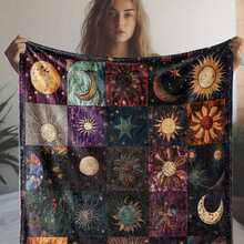 Retro Moon, Star And Sun Printed Blanket,Super Soft Flannel Printed  Blanket,As Birthday Gifts, Family, Wedding, Souvenir Blankets, Polyester Blankets Suitable For All Seasons, Washable, Machine Washable, Lightweight, Breathable, Comfortable, Warm, Unique, 280gsm For Him, Her Personalized Ideal Gifts For Her, Him, Family, Boyfriend, Girlfriend, Father, Family, Mother, Lover, Daughter, Son, Grandfather, Grandmother, Teacher,Doctor, Nurse,Friend, Classmate, Pet. Perfect Nap, Camping, Travel, Home, Daily Life, Office Decoration, Birthday, Anniversary, Valentine's Day, Thanksgiving, Graduation Season,Christmas, Halloween, Mother's Day, Father's Day, Wedding, New Year Gifts ,Sofa,Bed,Car,Bedroom,Living Room,Office,  Outdoor Camping, Beach,Wall Decoration - Nhiều màu 7 - Xem 4