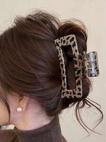 3/1 Pieza Clip de agarre con estampado de leopardo y lunares, de alta gama para mujeres, nuevo tamaño grande, clip de pelo grande, semi recogido, pinza de pelo para mujer, accesorios de moda para el cabello, elegante sujetador de cabello, pinza casual para el cabello - Multicolor - Ver 5