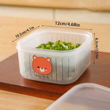 1pc ALI THE FOX Food Storage Box With Lid, Best Fresh-Keeping Food Container, Plastic Mixing Bowl, Stackable Leak-Proof Reusable Kitchen Storage Container, Thickened Material, Space-Optimized Stacking Design, Can Store Meat, Fruits, Vegetables