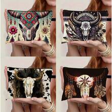 1pc Western Style Cowgirl Skull Toiletry Bag - Western Themed, Polyester Material Washable Design, Portable Makeup Bag, Toiletry Pouch, Hanging Handle, Suitable For Camping, Outdoor, Business - Cowgirl Gift, Western Style (Unscented, Unisex) Toiletries Bag Travel Toiletry Bag Wash Bag Shower Bag Large Capacity For Women Packing Cubes Travel Essential Cruise Essentials Holiday Essential - Multicolor - View 1