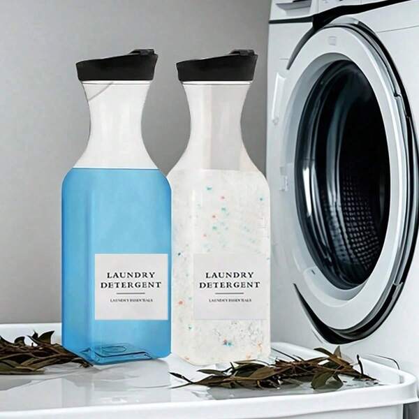 1pc Square Laundry Detergent Dispenser (Black & White), 1500ml Capacity, Space-Saving, Suitable For Bathroom & Kitchen Storage, Plastic Material, Can Hold Fabric Softener, Liquid Detergent, Fragrance-Enhanced Label, Leak-Proof Lid, 365 Days Usage