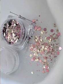 2 Boxes Champagne Pink Glitter Nail Art Sequins Mix, Asymmetrical Shiny Rhinestone Decorations - Essential DIY Tools For Creating Delicate Lady-Like Nails, Nail Art Accessories, Versatile Nail Decorations For Daily Use - Multicolor - View 2