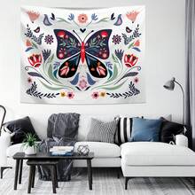 1pc Butterfly & Flower Print Tapestry, Polyester Hanging Wall Decor For Living Room, Bedroom, Office, Home Decor, Party, Rectangular Kitchen Wall Hanging Cloth With Drape Effect, Comes With 3 Wall Nails And 2 Clips - Multicolor - View 5