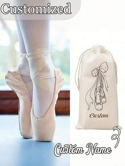 Customizable Ballet Shoe Gift Bag - Personalized Name/Text, Soft Dance Shoe Storage Pouch With Secure Closure, Ideal For Latin Dance Enthusiasts, Perfect For Campus Events, Ballet Accessories, Best For Women Gifts, Soft Material, Secure Closure Bag, Gift Bag, Shoe Bag, Shoe,Gifts For Women,Valentine's Day Gift,Ideal Gifts For Him For Valentine's Day