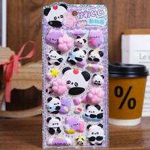 3D可爱熊猫减压捏捏乐贴纸，3D卡通贴纸，学生奖励，节日礼物，可爱DIY手机壳，笔记本，摇一摇贴纸，3D浮雕，3D闪光贴纸 - 3D卡通奖励贴纸 - 彩色 - 查看 15
