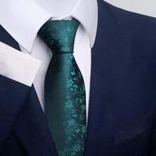 1pc Paisley Floral Pattern Necktie For Men, 8cm Width, Suitable For Holidays, Weddings, Work - Green - View 2