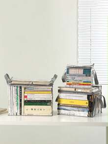 1 pieza/2 piezas Bolsa de almacenamiento de libros, de pie, bolsa de almacenamiento multifuncional para la sala de estar, el dormitorio, el estudio, bolso impermeable de PVC, organizador de juguetes y aperitivos - cuatro colores - Ver 6