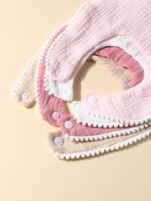 4件/套 糖果色棉纱布可爱婴儿围兜，适合日常使用 - 彩色 - 查看 10