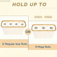 Bamboo Toilet Paper Holder With Cover, Foldable Tissue Box Organizer With Base, Holds Up To 9 Extra Large Toilet Paper Rolls, Laundry Basket - Multicolor - View 4