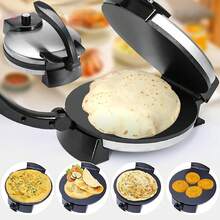 Máquina eléctrica para hacer tortillas antiadherente de 10 pulgadas, máquina eléctrica para hacer tortillas de 10 pulgadas con control de temperatura mediante perilla, máquina para hacer roti antiadherente con cubierta de acero inoxidable para el hogar, la tienda o el restaurante, control de temperatura ajustable, fácil de limpiar, funcionamiento sencillo, gran superficie de calentamiento. - Tipo de Enchufe A USA (110-127V) - Ver 8