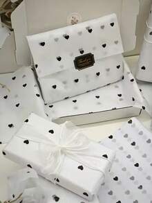 10pcs 27*19in Red Heart Wrapping Paper, Heart-Shaped Tissue Paper For Gift Packaging, Bouquet, Holiday Party Decor, Valentine's Day Atmosphere Decor, Wedding Party Small Gifts